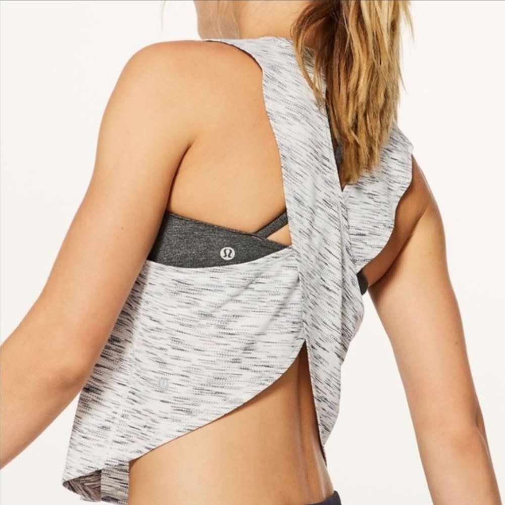 Lululemon RARE Fast As Light Muscle Tank Tiger Space Dye Black White Tank